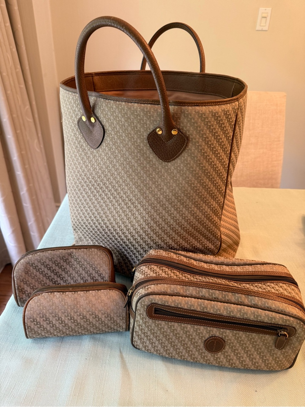 Gucci Beige and Brown Bag Set